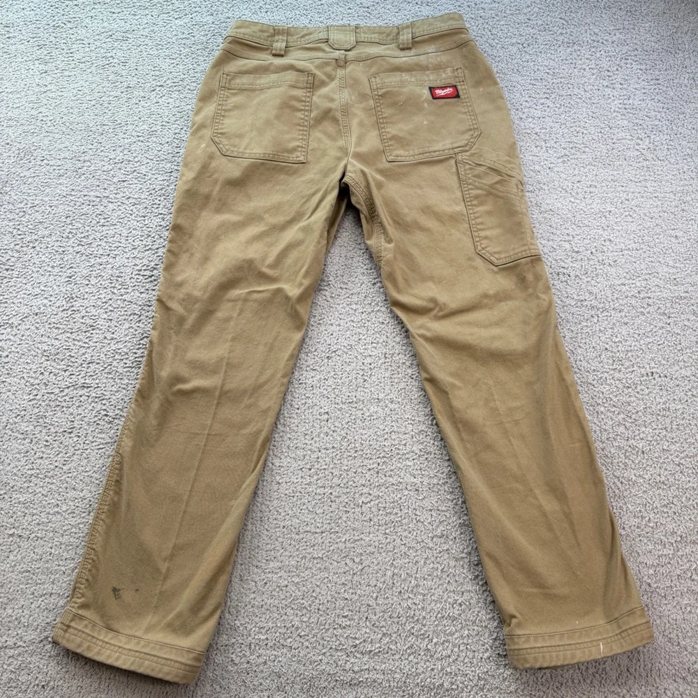 Milwaukee Men 32x30 Tan Brown Canvas Work Pants Utility M650 Rugged Pocket